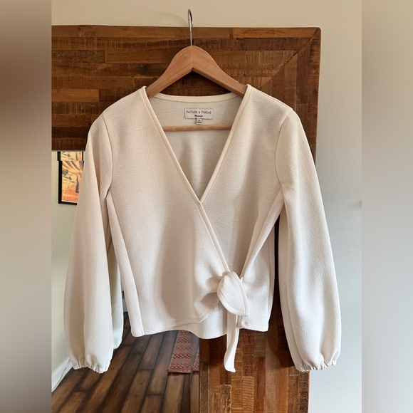 Madewell Texture & Thread Long Crepe Wrap Top - Picture 2 of 5